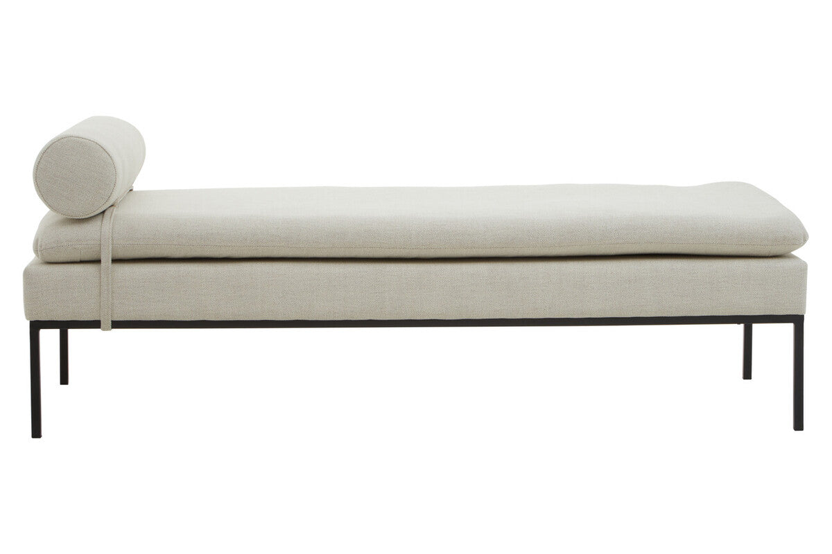 Harley Natural Linen Textured Iron Frame Day Bed - Image 1