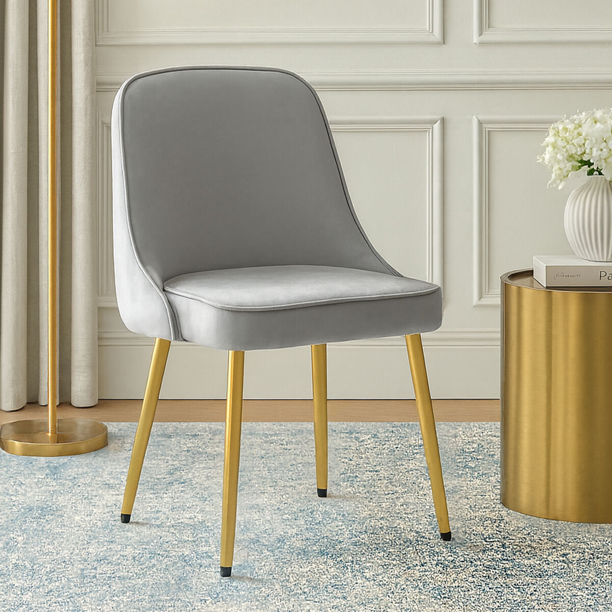 Demi Grey Velvet Dining Chair - Image 1
