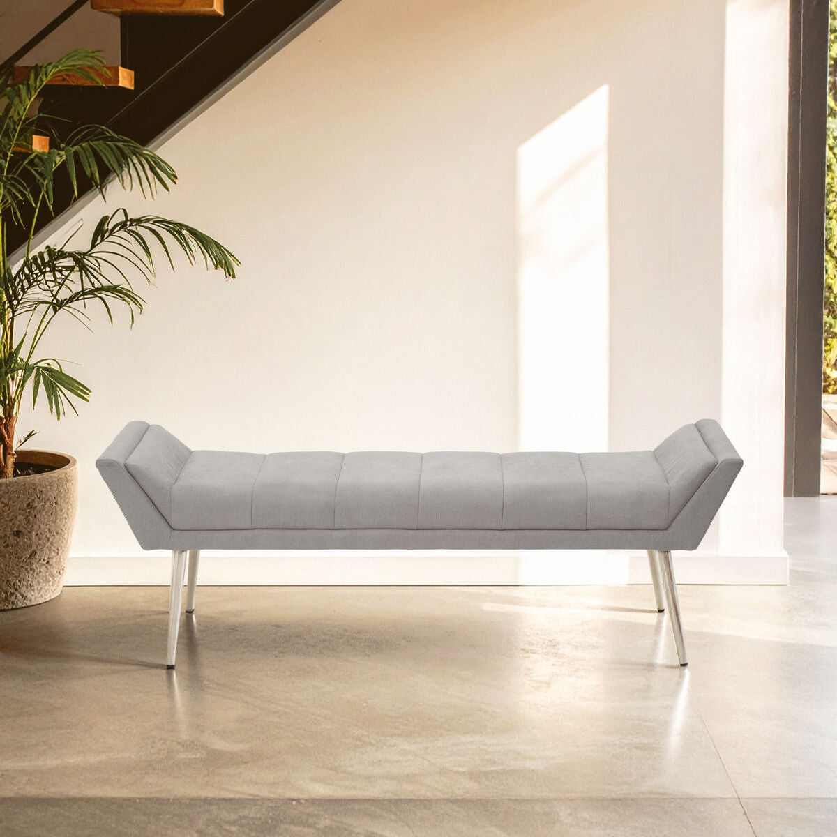 Gilden Grey Bench With Angular Base