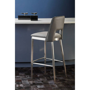 Gilden Grey Leather Effect Bar Chair