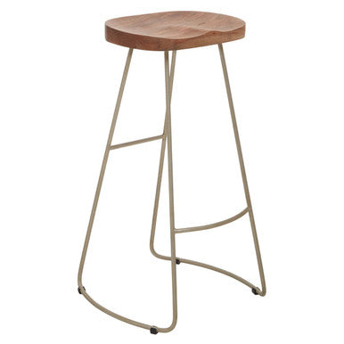 Nandri Acacia Wood and Antique Silver Bar Stool
