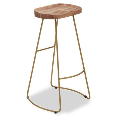 Nandri Acacia Wood and Antique Brass Bar Stool