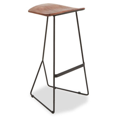 Nandri Distressed Brown Leather Bar Stool