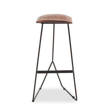 Nandri Distressed Brown Leather Bar Stool