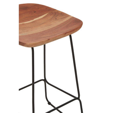 Nandri Acacia Wood and Black Frame Bar Stool
