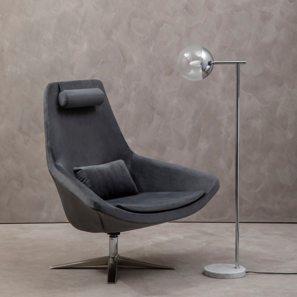 Kalo Grey Velvet Swivel Lounge Chair