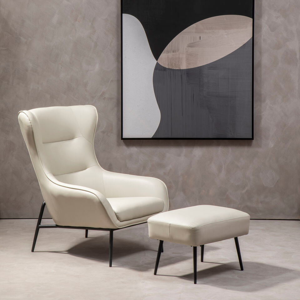 Kaiko Stone Faux Leather Armchair And Footstool - Image 1