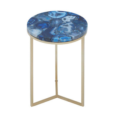 Inventivo Blue And Gold Agate Side Table