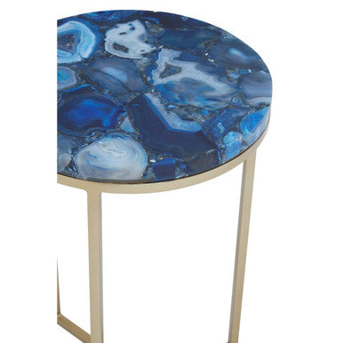 Inventivo Blue And Gold Agate Side Table