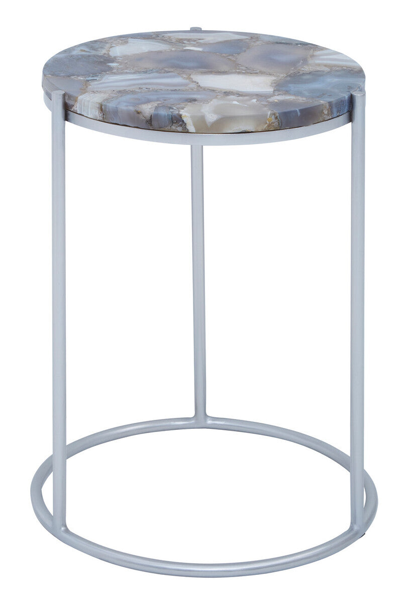 Inventivo Ivory And Silver Agate Side Table