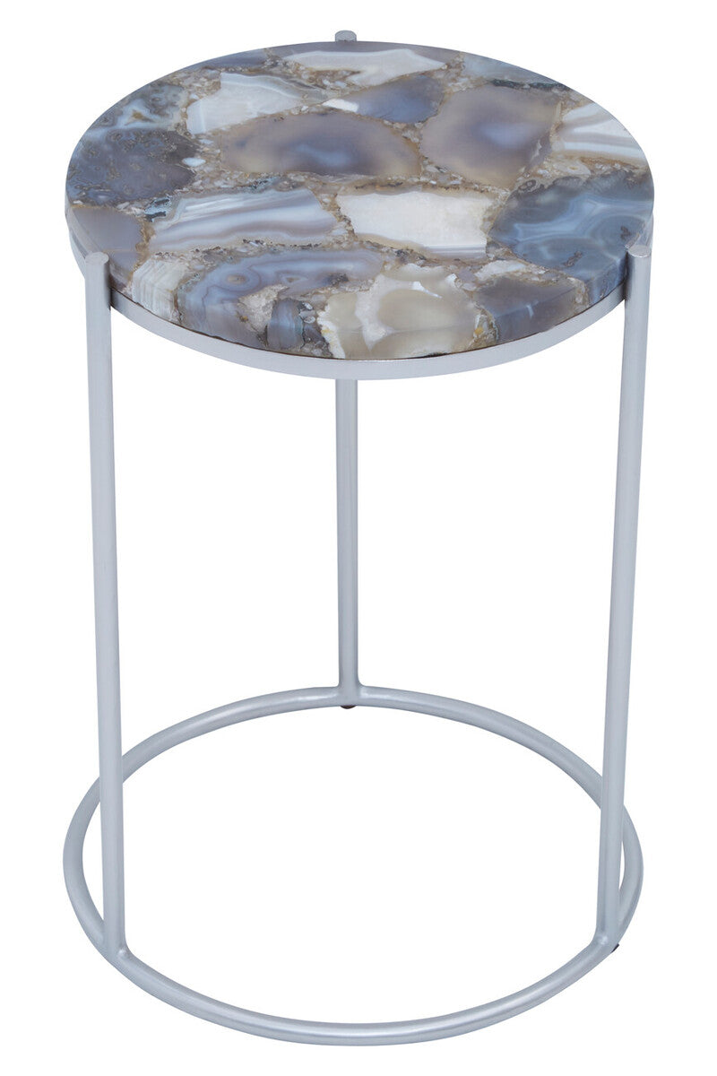 Inventivo Ivory And Silver Agate Side Table