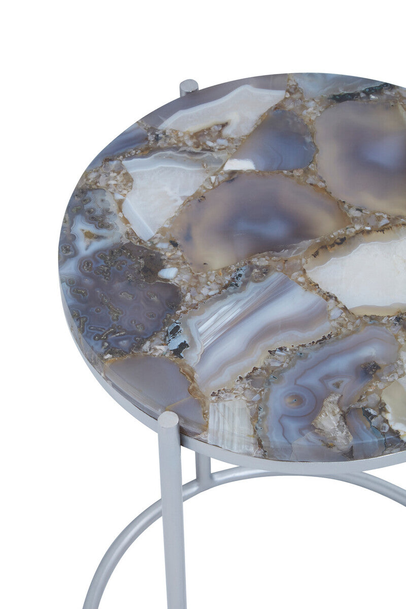 Inventivo Ivory And Silver Agate Side Table