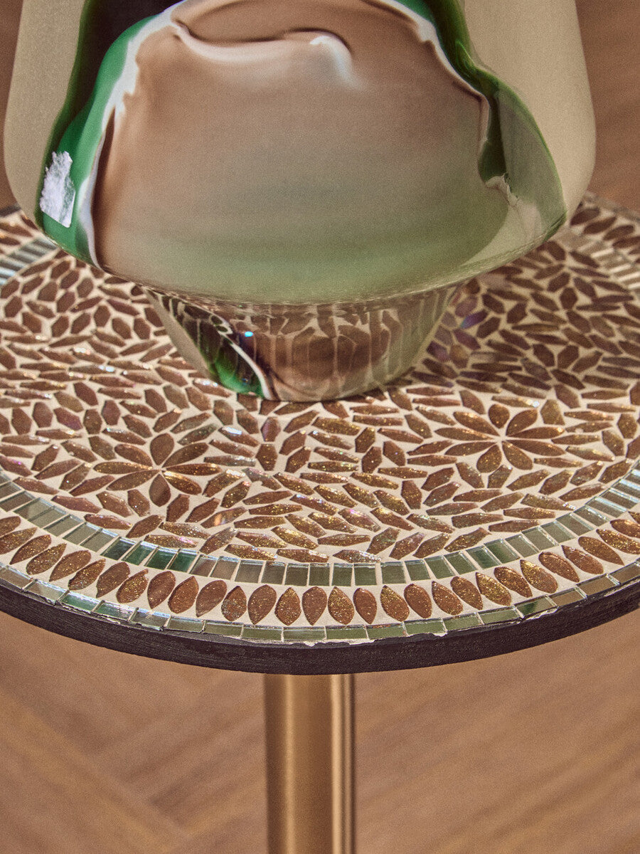 Inventivo Mosaic Top Gold Base Side Table
