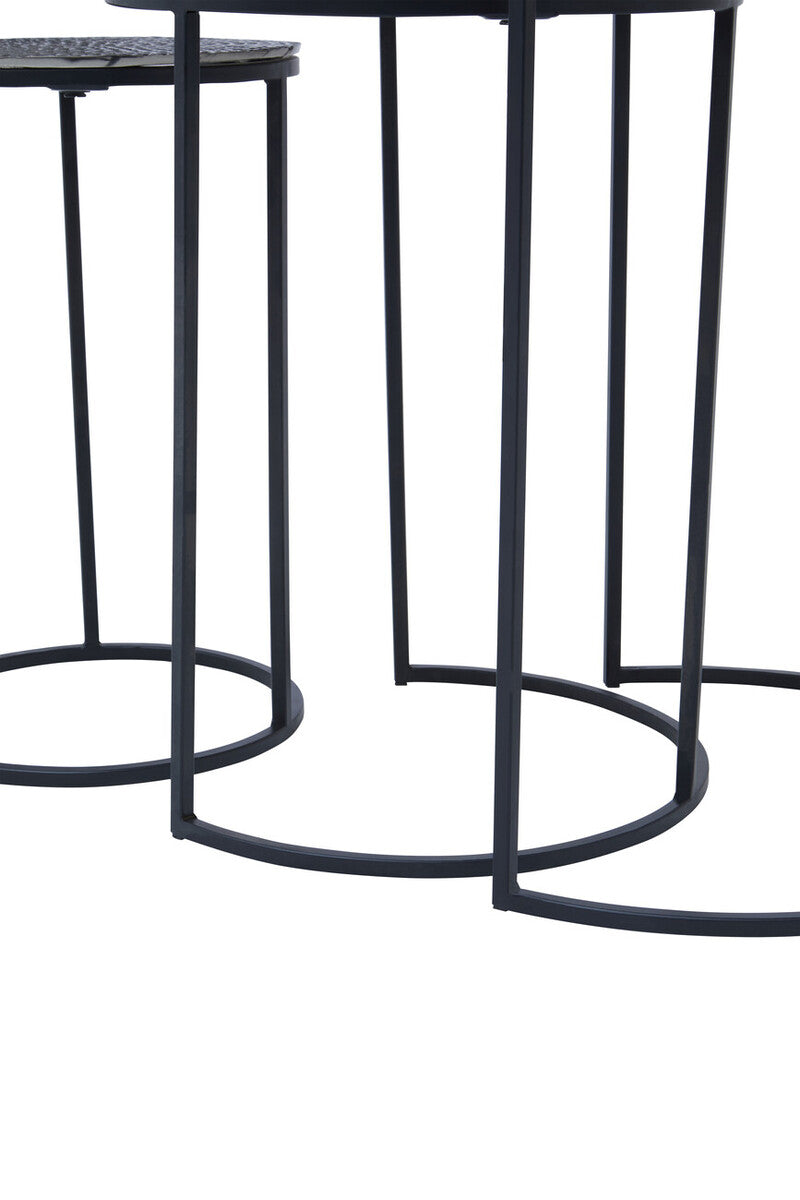 Elias Nest Of Three Hammered Metal Tables