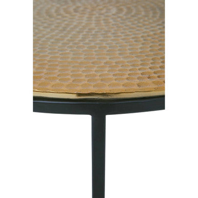 Set of 3 Black and Gold Hammered Metal Nesting Tables, Elias