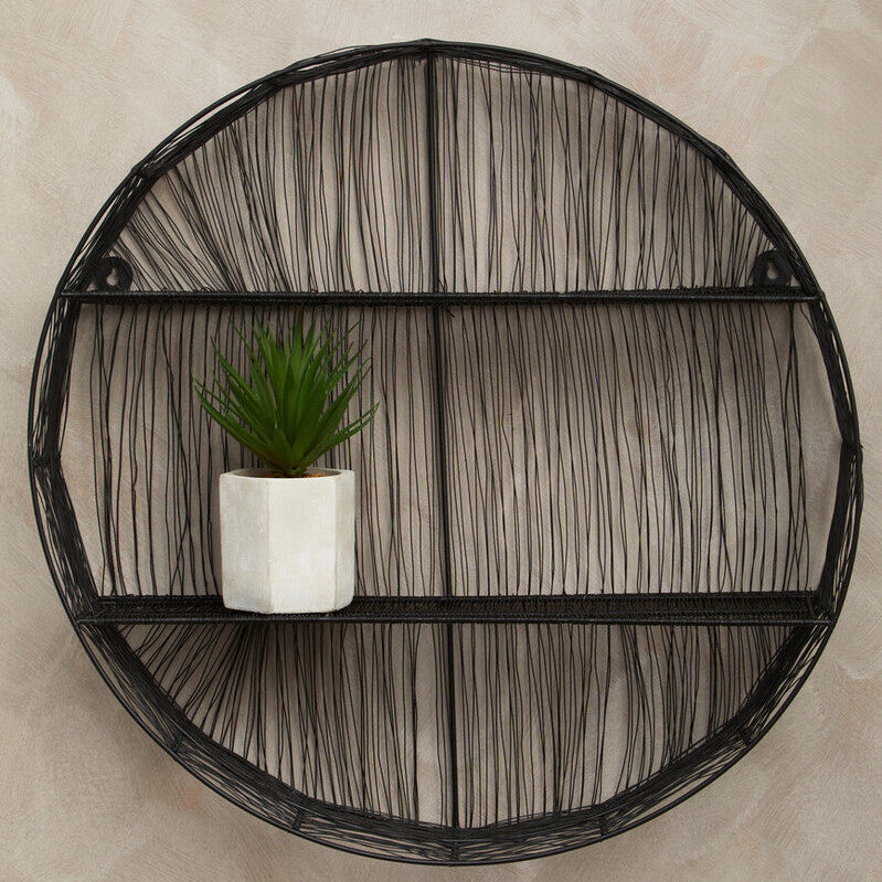 Enzo Black Wire Round Wall Shelf