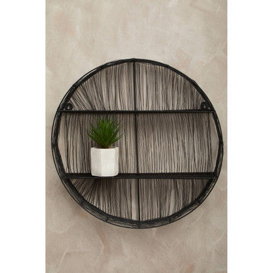 Enzo Black Wire Round Wall Shelf
