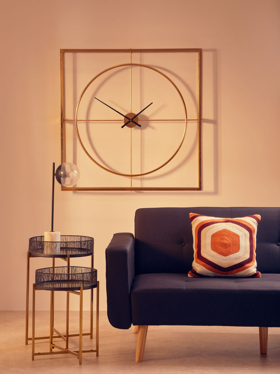 Set of 2 Black Wire and Gold Metal Frame Nesting Tables, Enzo