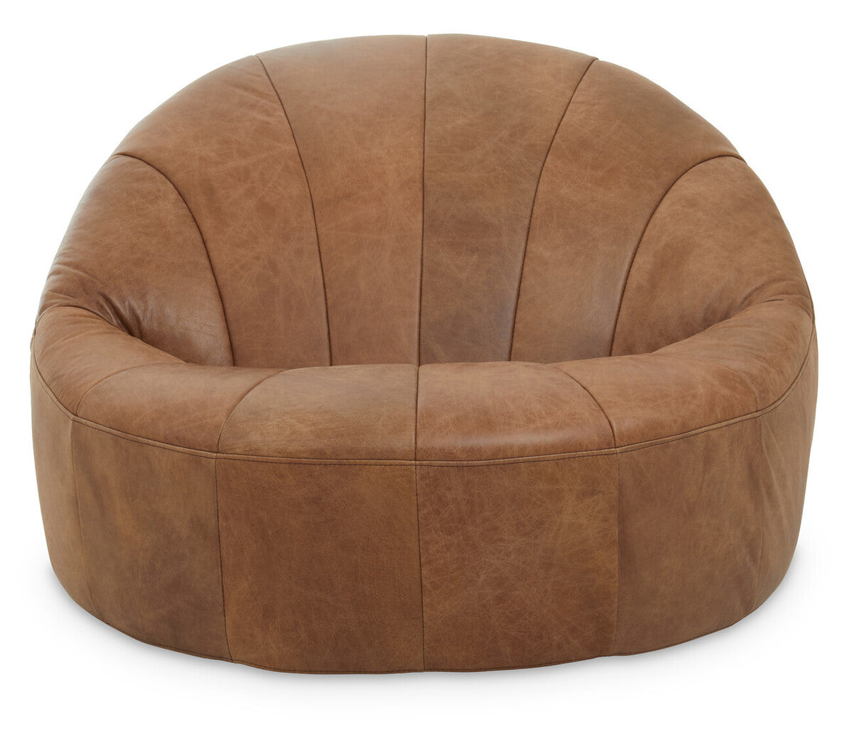 Hoxton Light Brown Leather Lounge Cocoon Chair - Image 2