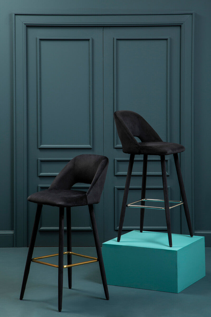 Warren Black Velvet Bar Chair