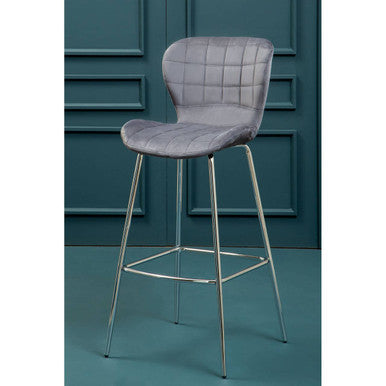 Warton Grey Velvet Bar Chair
