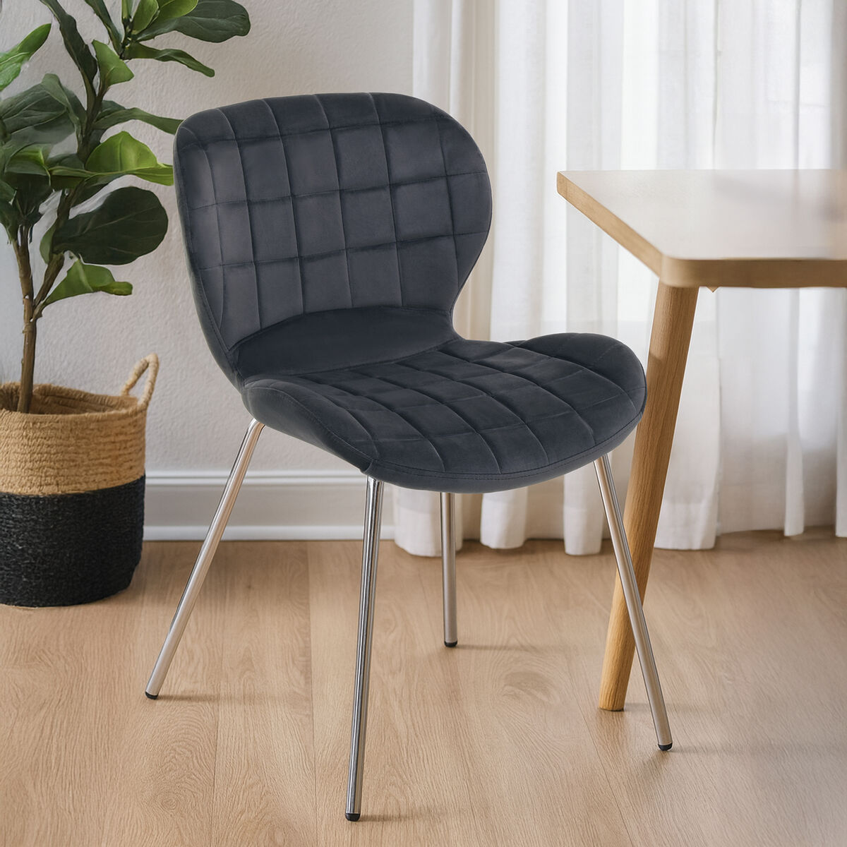 Warton Grey Velvet Dining Chair