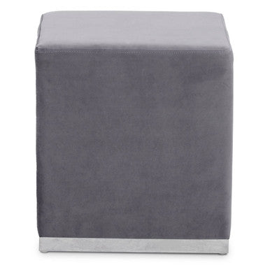 Hagen Grey And Silver Square Stool - Image 2