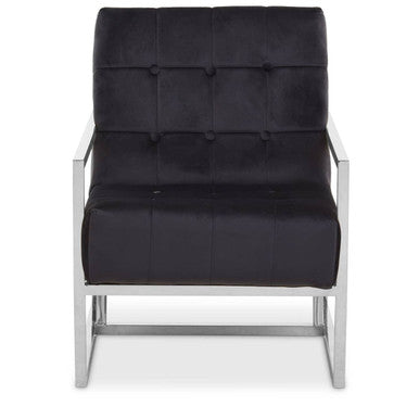Hana Black Velvet Chair with Stainless Steel Frame - Image 2