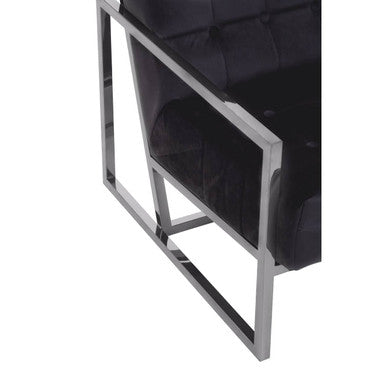 Hana Black Velvet Chair with Stainless Steel Frame