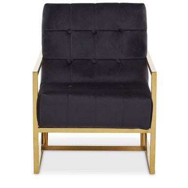 Hana Black Velvet Chair With Gold Frame - Image 2