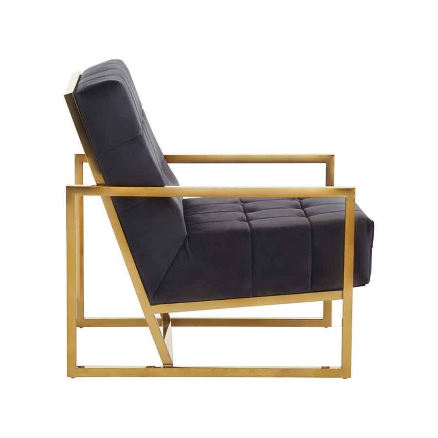 Hana Black Velvet Chair With Gold Frame