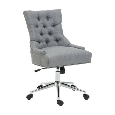 Gray office chair with tufted backrest on a white background