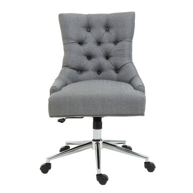 Gray office chair with tufted backrest on a white background