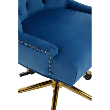 Anita Blue Velvet and Gold Base Home Office Chair