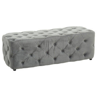Alea Grey Velvet Button Tufted Bench