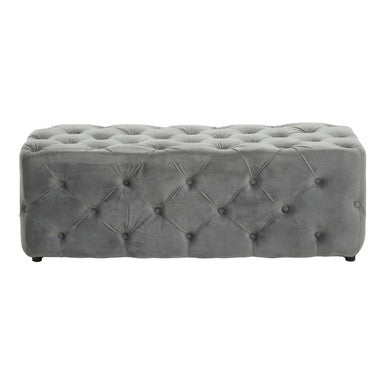 Alea Grey Velvet Button Tufted Bench