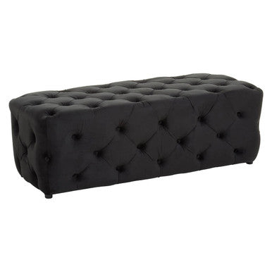 Black tufted bench on a white background