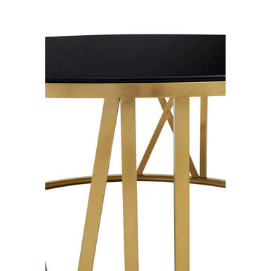 Alana Round Coffee Table with Gold Frame and Black Glass
