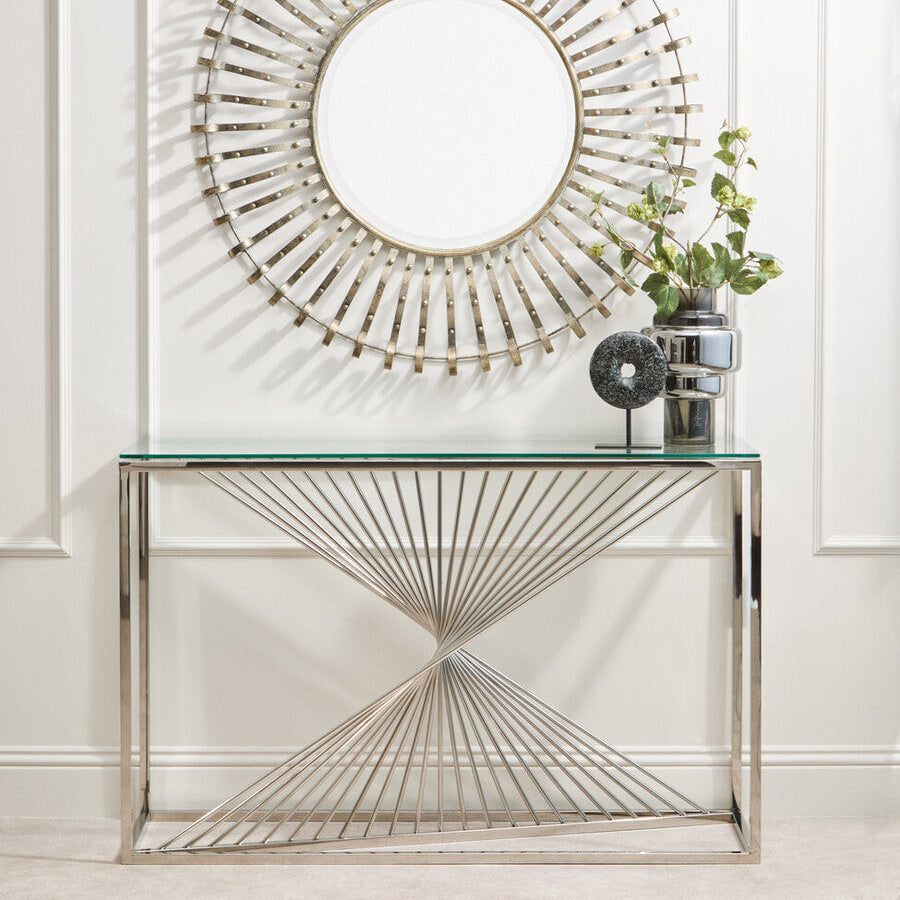 Amella Console Table With Silver Finish Frame