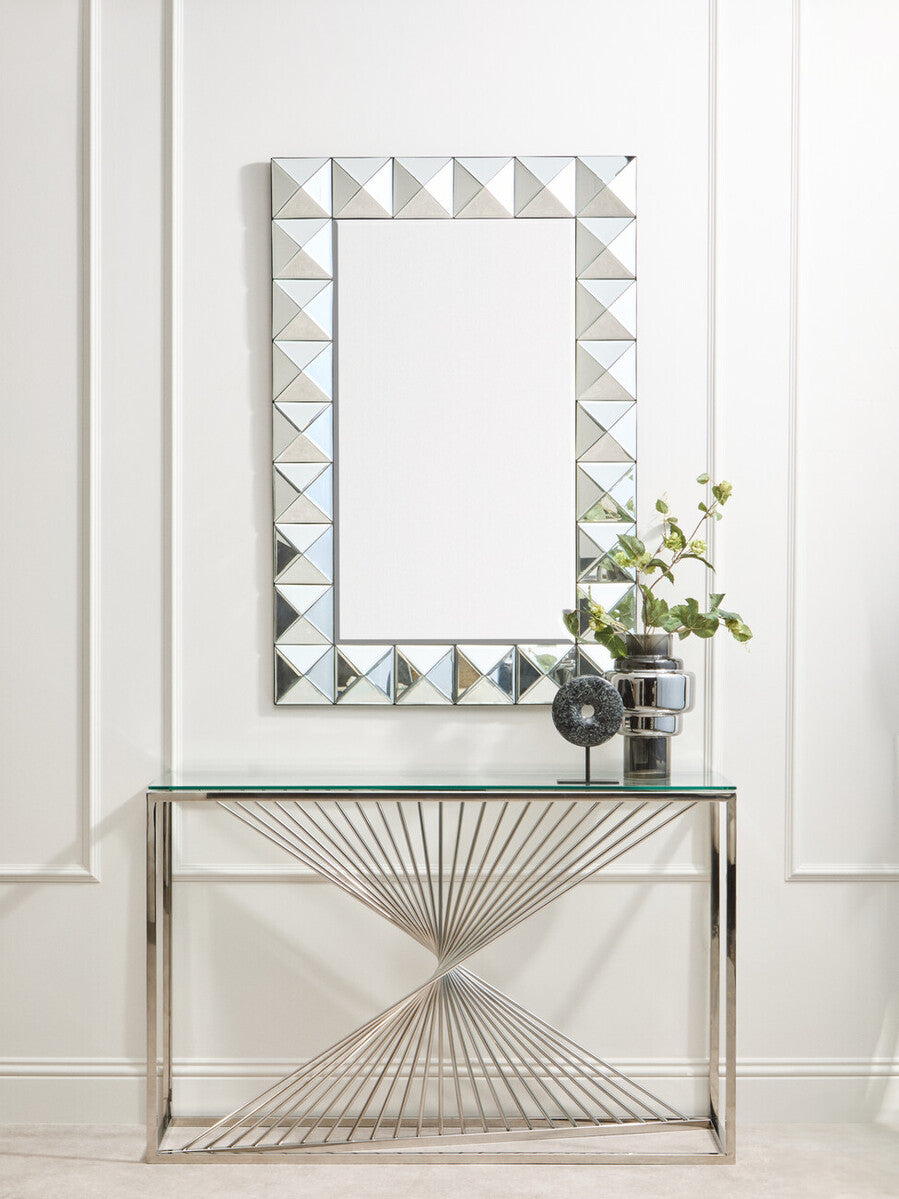 Amella Console Table With Silver Finish Frame