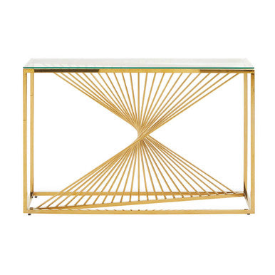 Amella Console Table With Gold Finish Frame