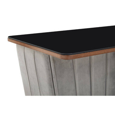 Sinatra Bar And Grey Velvet Stools Set