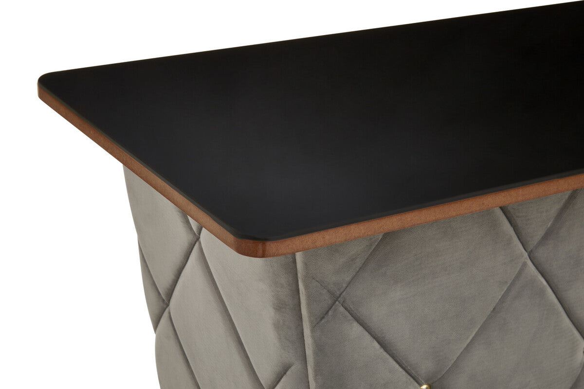 Presley Bar And Grey Velvet Stools Set