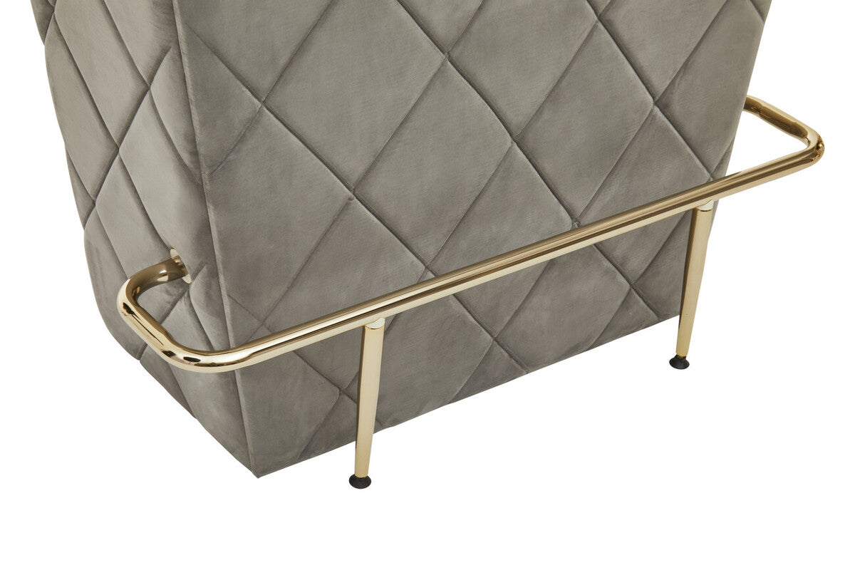 Presley Bar And Grey Velvet Stools Set