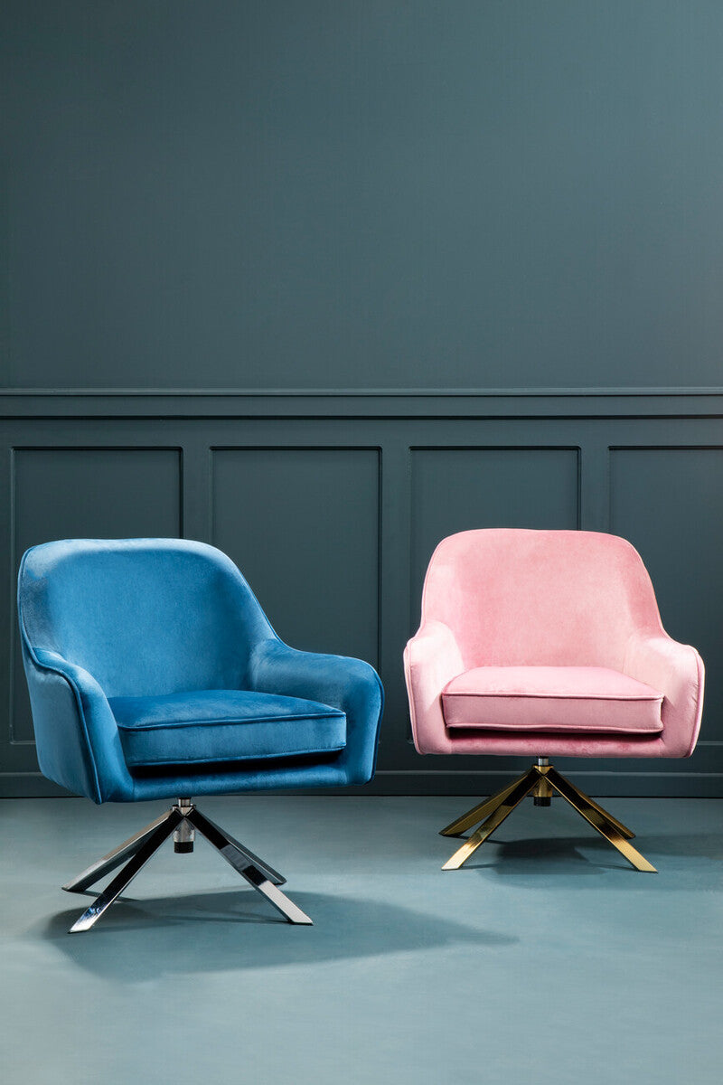 Avery Pink Velvet Swivel Chair