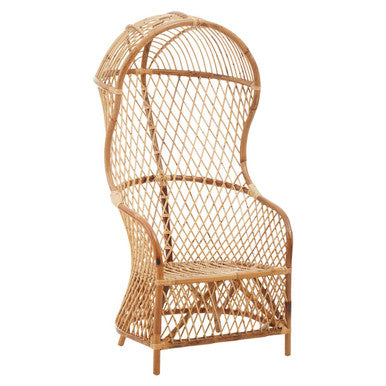 Wicker chair with a canopy on a white background