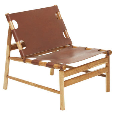 Kendari Antique Brown Leather Sling Chair - Image 4