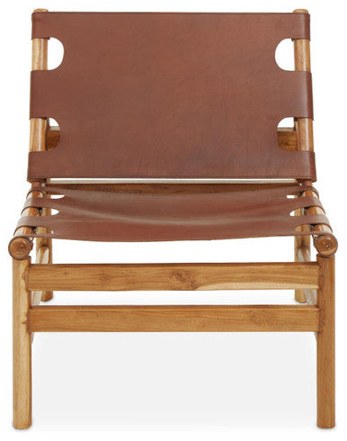 Kendari Antique Brown Leather Sling Chair - Image 2