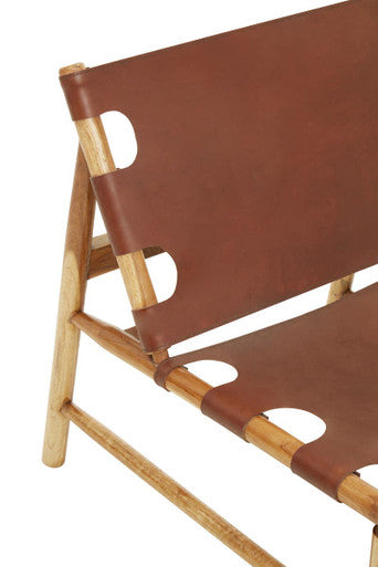 Kendari Antique Brown Leather Sling Chair - Image 8