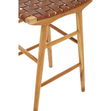 Kendari Light Brown Leather Stool